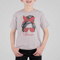 Morocco Girl T Shirt For Kid Moroccan Princess Morocco Flag Messy Bun