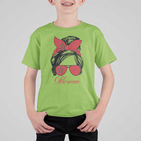 Morocco Girl T Shirt For Kid Moroccan Princess Morocco Flag Messy Bun