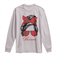 Morocco Girl Long Sleeve Shirt Moroccan Princess Morocco Flag Messy Bun