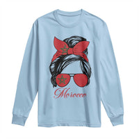 Morocco Girl Long Sleeve Shirt Moroccan Princess Morocco Flag Messy Bun
