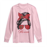 Morocco Girl Long Sleeve Shirt Moroccan Princess Morocco Flag Messy Bun