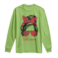 Morocco Girl Long Sleeve Shirt Moroccan Princess Morocco Flag Messy Bun