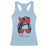 Morocco Girl Racerback Tank Top Moroccan Princess Morocco Flag Messy Bun