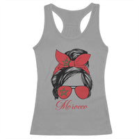 Morocco Girl Racerback Tank Top Moroccan Princess Morocco Flag Messy Bun