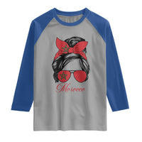 Morocco Girl Raglan Shirt Moroccan Princess Morocco Flag Messy Bun