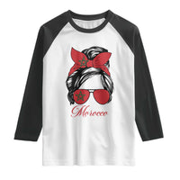 Morocco Girl Raglan Shirt Moroccan Princess Morocco Flag Messy Bun