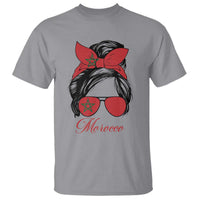 Morocco Girl T Shirt Moroccan Princess Morocco Flag Messy Bun