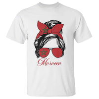 Morocco Girl T Shirt Moroccan Princess Morocco Flag Messy Bun