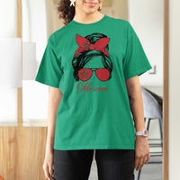 Morocco Girl T Shirt For Women Moroccan Princess Morocco Flag Messy Bun