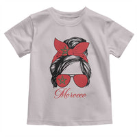 Morocco Girl Toddler T Shirt Moroccan Princess Morocco Flag Messy Bun