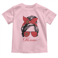 Morocco Girl Toddler T Shirt Moroccan Princess Morocco Flag Messy Bun