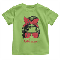 Morocco Girl Toddler T Shirt Moroccan Princess Morocco Flag Messy Bun