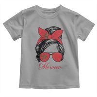 Morocco Girl Toddler T Shirt Moroccan Princess Morocco Flag Messy Bun