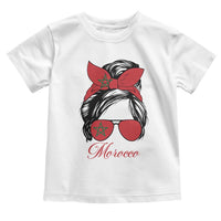Morocco Girl Toddler T Shirt Moroccan Princess Morocco Flag Messy Bun