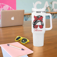 Morocco Girl Tumbler With Handle Moroccan Princess Morocco Flag Messy Bun