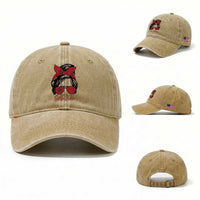 Morocco Girl Washed Cotton Baseball Cap Moroccan Princess Morocco Flag Messy Bun