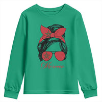 Morocco Girl Youth Sweatshirt Moroccan Princess Morocco Flag Messy Bun