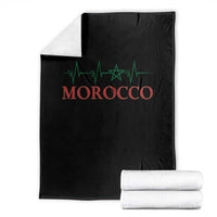 Morocco Throw Blanket Heartbeat Green Star Patriotic Pride Gift for Proud Moroccan