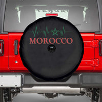 Morocco Spare Tire Cover Heartbeat Green Star Patriotic Pride Gift for Proud Moroccan