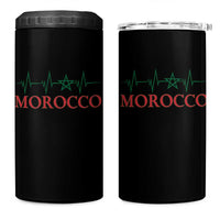 Morocco 4 in 1 Can Cooler Tumbler Heartbeat Green Star Patriotic Pride Gift for Proud Moroccan