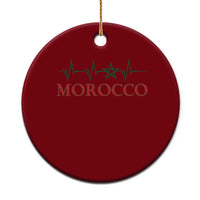 Morocco Ceramic Ornament Heartbeat Green Star Patriotic Pride Gift for Proud Moroccan