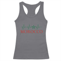 Morocco Racerback Tank Top Heartbeat Green Star Patriotic Pride Gift for Proud Moroccan
