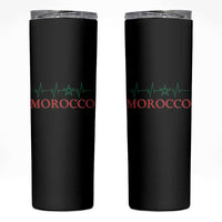 Morocco Skinny Tumbler Heartbeat Green Star Patriotic Pride Gift for Proud Moroccan