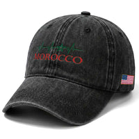 Morocco Washed Cotton Baseball Cap Heartbeat Green Star Patriotic Pride Gift for Proud Moroccan