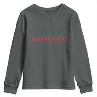 Morocco Youth Sweatshirt Heartbeat Green Star Patriotic Pride Gift for Proud Moroccan