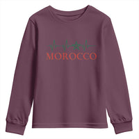 Morocco Youth Sweatshirt Heartbeat Green Star Patriotic Pride Gift for Proud Moroccan