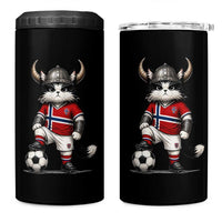Norway Soccer Fan 4 in 1 Can Cooler Tumbler Cute Viking Cat Norwegian Flag Nordic Football Lovers