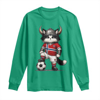 Norway Soccer Fan Long Sleeve Shirt Cute Viking Cat Norwegian Flag Nordic Football Lovers