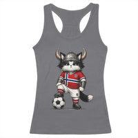 Norway Soccer Fan Racerback Tank Top Cute Viking Cat Norwegian Flag Nordic Football Lovers