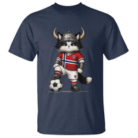 Norway Soccer Fan T Shirt Cute Viking Cat Norwegian Flag Nordic Football Lovers