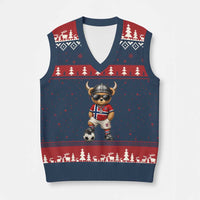 Norway Soccer Fan V-Neck Knit Sweater Vest Cool Viking Bear Nordic Football Norwegian Flag