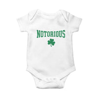 Irish Pride Boxing Fighting Notorious Baby Onesie Retro Shamrock Varsity Irish Lucky Clover Graphic