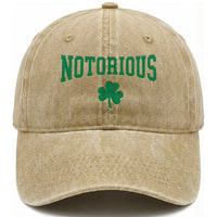 Irish Pride Boxing Fighting Notorious Washed Cotton Baseball Cap Retro Shamrock Varsity Irish Lucky Clover Graphic
