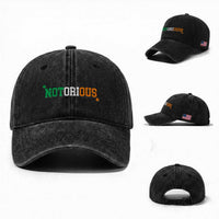 Irish Pride Boxing Fighting Notorious Washed Cotton Baseball Cap Irish Flag Lucky Shamrock Graphic