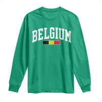 Vintage Belgium Flag Graphic Long Sleeve Shirt Belgian Pride Patriotic Gift