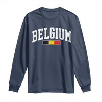 Vintage Belgium Flag Graphic Long Sleeve Shirt Belgian Pride Patriotic Gift