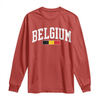 Vintage Belgium Flag Graphic Long Sleeve Shirt Belgian Pride Patriotic Gift