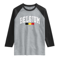 Vintage Belgium Flag Graphic Raglan Shirt Belgian Pride Patriotic Gift