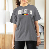 Vintage Belgium Flag Graphic T Shirt For Women Belgian Pride Patriotic Gift