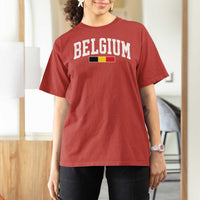Vintage Belgium Flag Graphic T Shirt For Women Belgian Pride Patriotic Gift