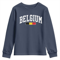 Vintage Belgium Flag Graphic Youth Sweatshirt Belgian Pride Patriotic Gift