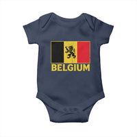 Vintage Belgium Soccer Flag with Lion Graphic Baby Onesie Belgian Football Pride Gift for Fans