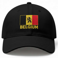 Vintage Belgium Soccer Flag with Lion Graphic Baseball Cap Belgian Football Pride Gift for Fans