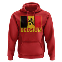 Vintage Belgium Soccer Flag with Lion Graphic Hoodie Belgian Football Pride Gift for Fans