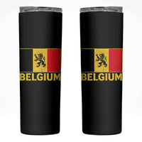 Vintage Belgium Soccer Flag with Lion Graphic Skinny Tumbler Belgian Football Pride Gift for Fans