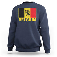 Vintage Belgium Soccer Flag with Lion Graphic Sweatshirt Belgian Football Pride Gift for Fans